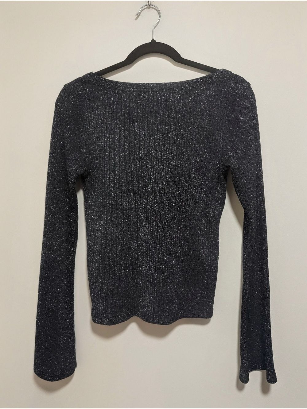 ba&sh | Lily Ribbed Metallic Scoop Neck In Black/Silver - Picture 5 of 14